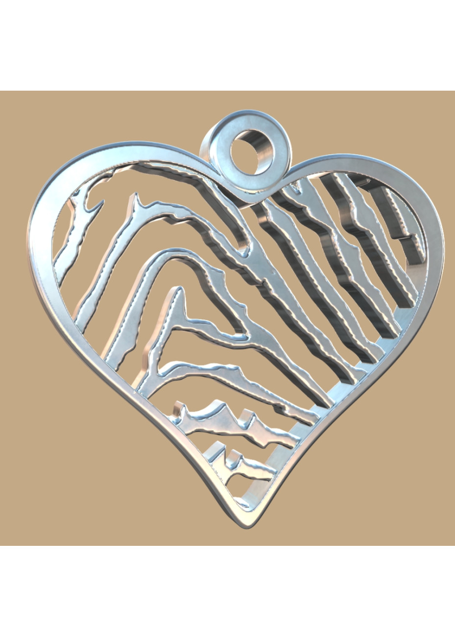 FPH001 vingerafdruk zilveren hart groot met collier Royolz