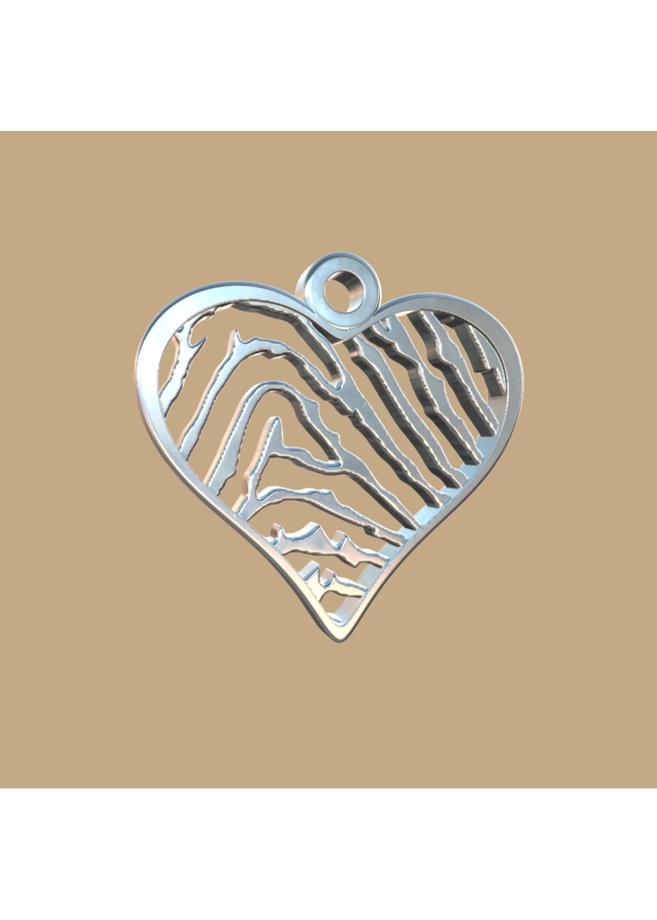 FPH903 vingerafdruk zilveren hanger rond met collier Royolz