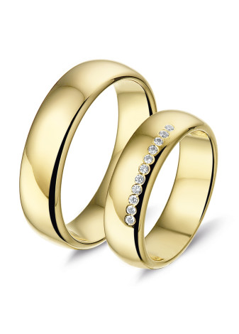 L460 brede dikke trouwringen met 0.11 crt. briljant
