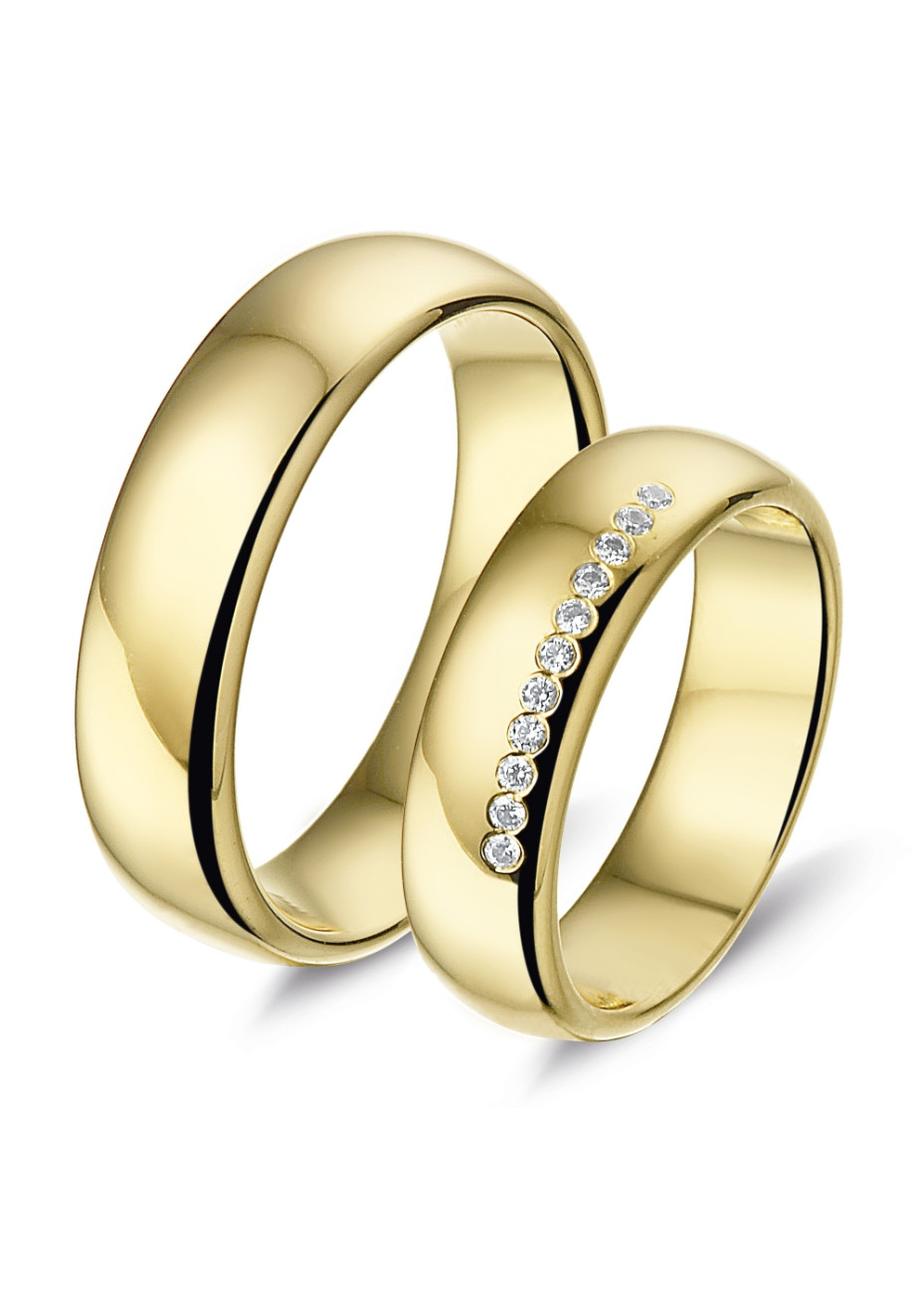 L460 brede dikke trouwringen met 0.11 crt. briljant