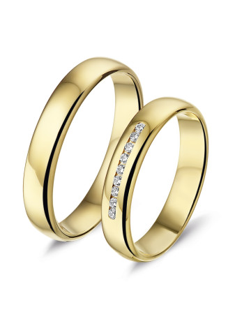 L540 comfortabele trouwringen met 0.09 crt. briljant in railzetting