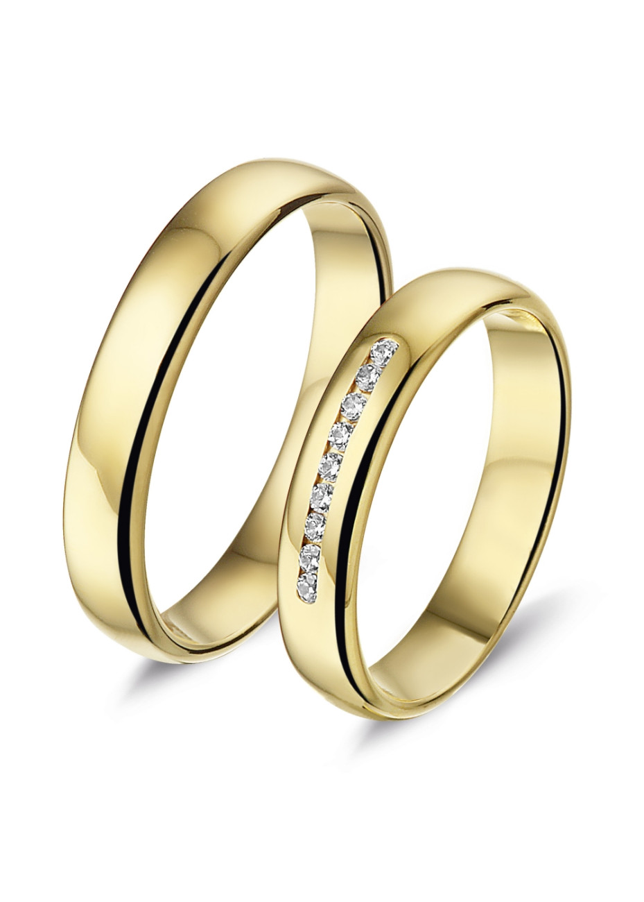 L540 comfortabele trouwringen met 0.09 crt. briljant in railzetting