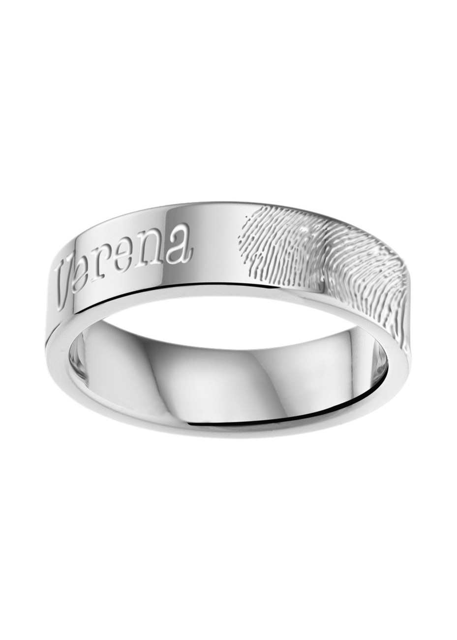 SREV02 6 mm stalen trouwringen met vingerafdruk