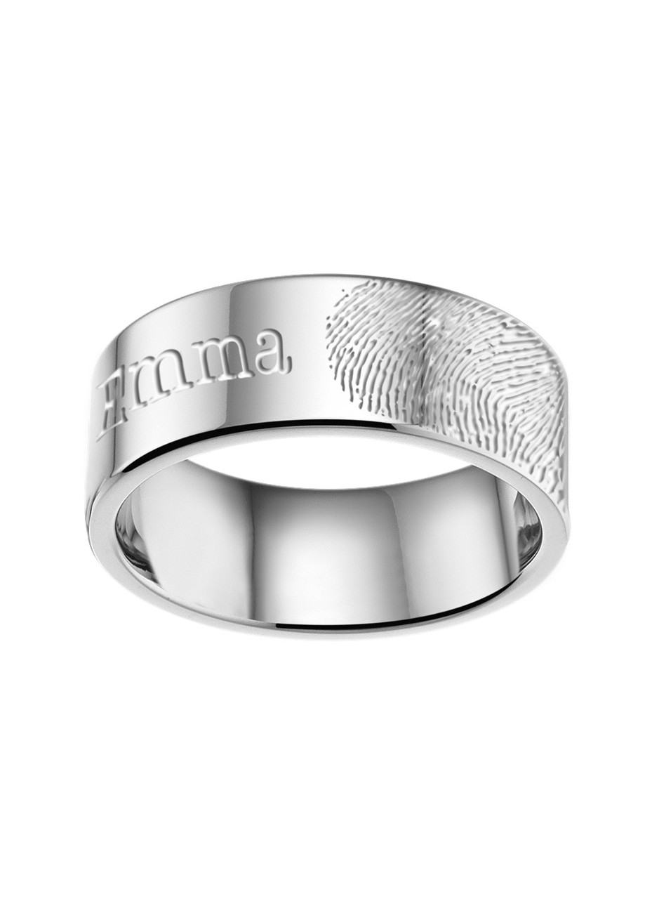 SREV03 8 mm stalen trouwringen met vingerafdruk
