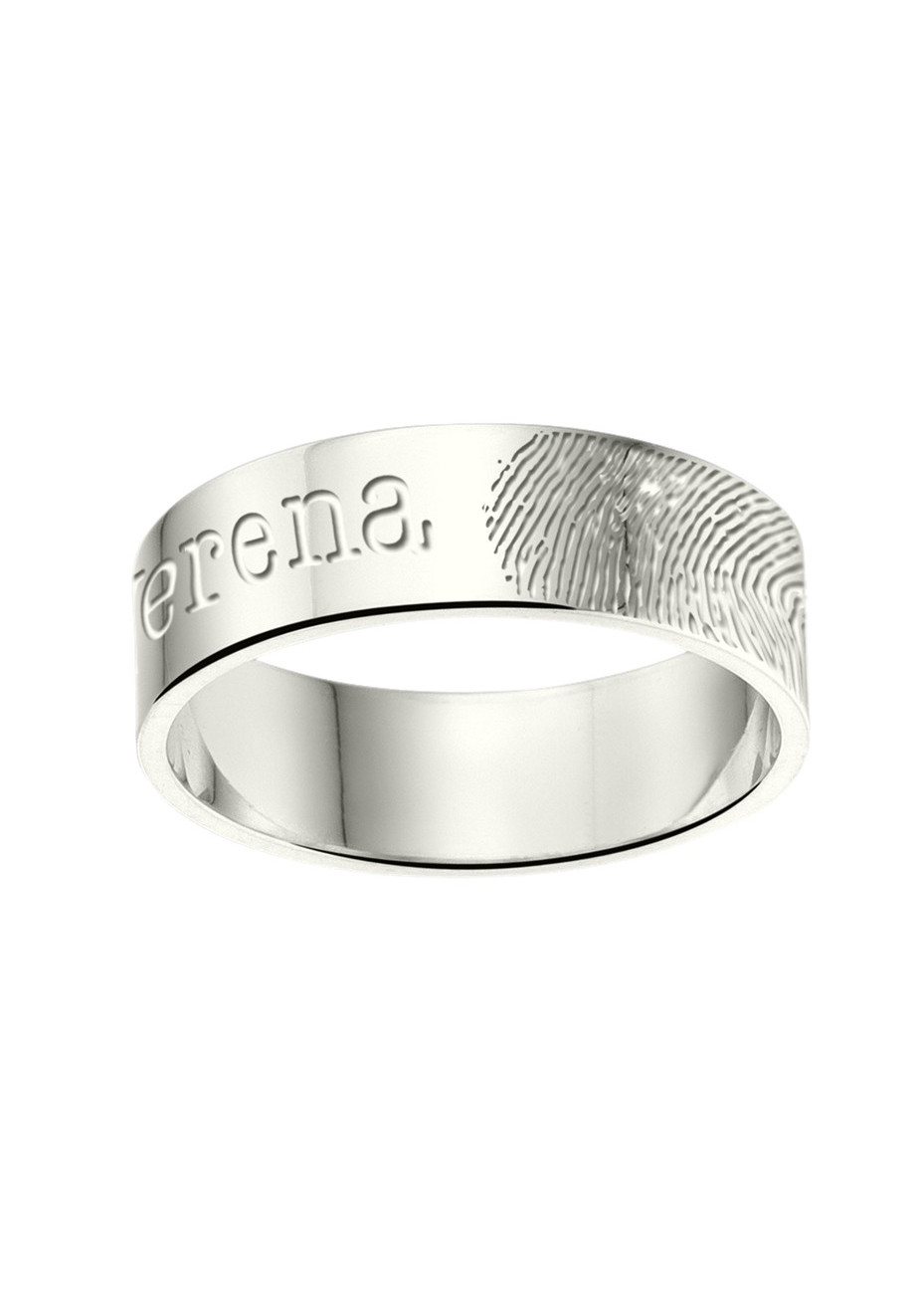 ZREV02 6 mm zilveren trouwringen met vingerafdruk