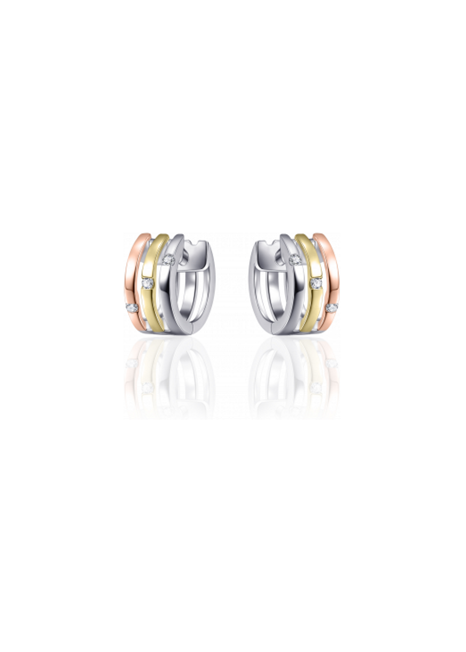 0051T tricolour oorringen zilver E051T