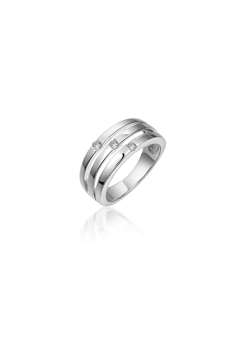 0051 Zilveren damesring met zirconia Goldrush R0051