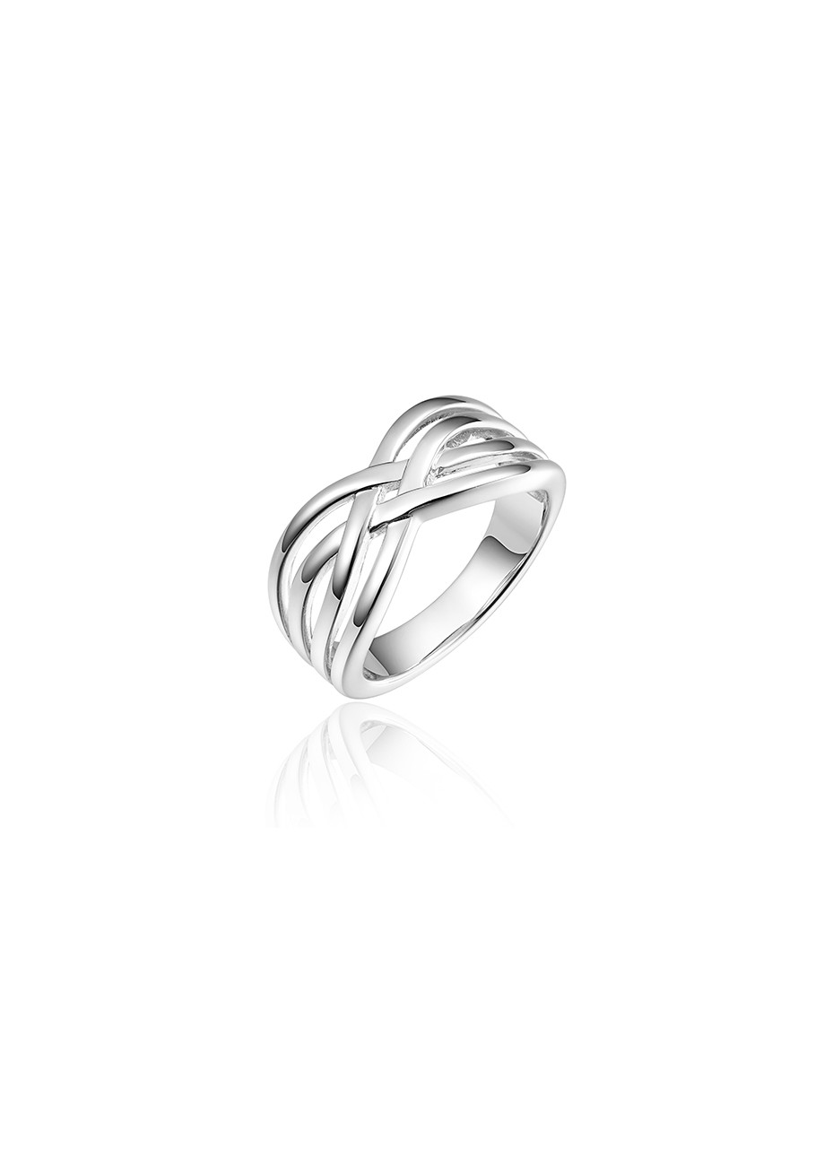 0076 Damesring zilver gevlochten model Goldrush R076