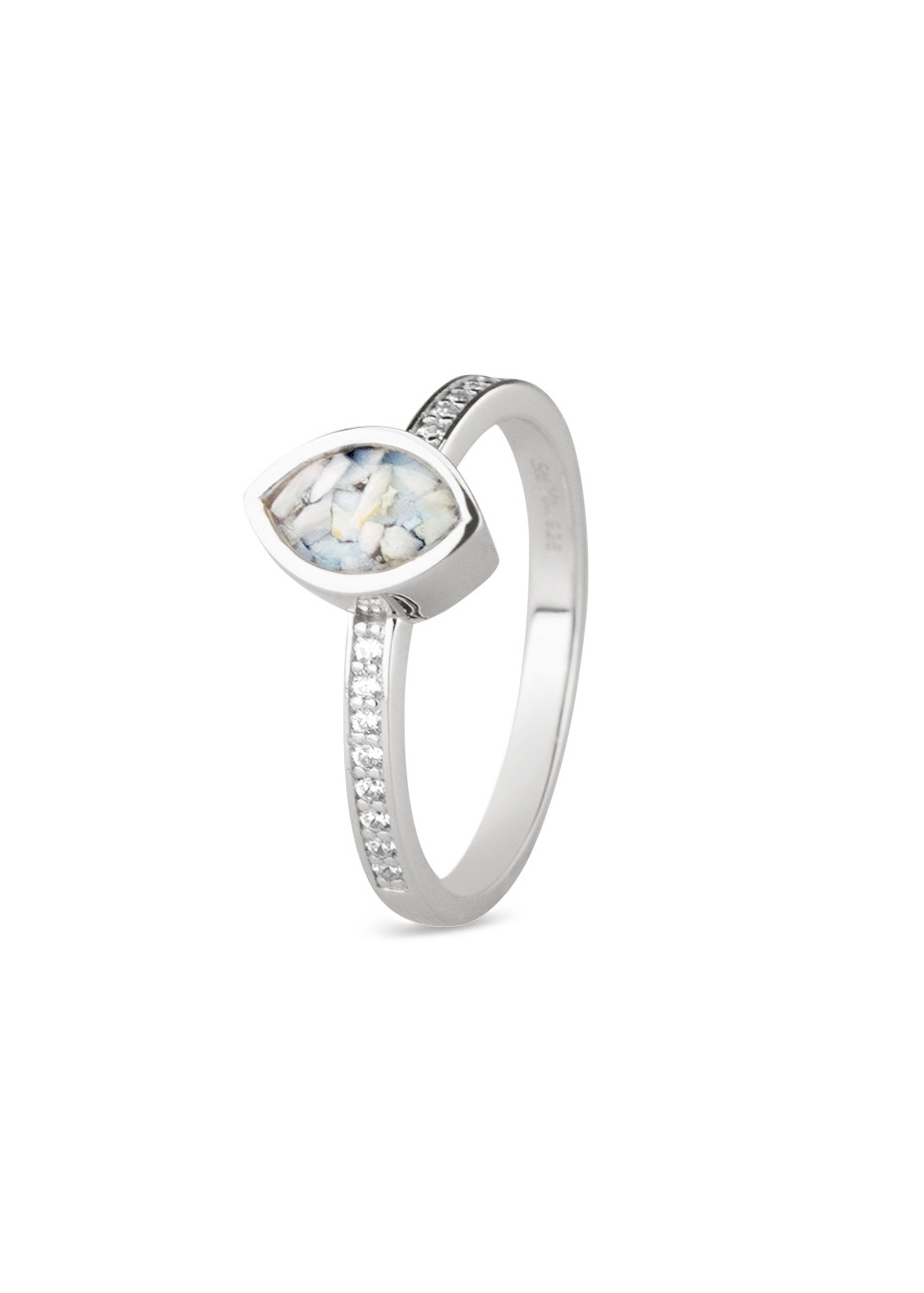 RG016 zilveren damesring marquise-vorm voor zichtbare as