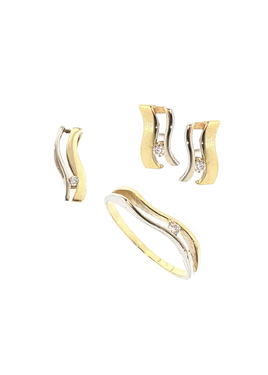 .3.4 gram gouden set damesring-oorknoppen-hanger