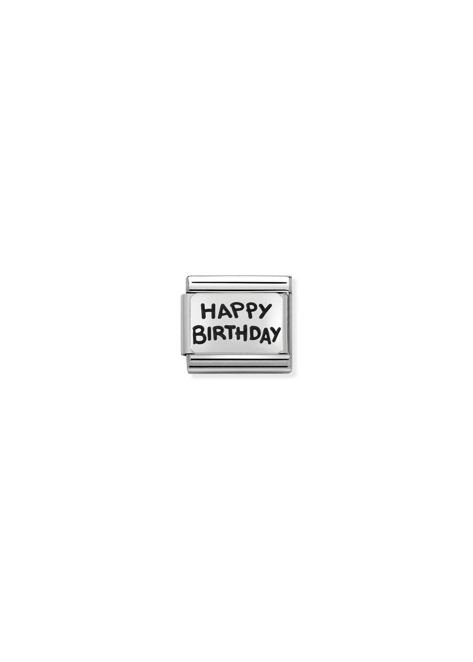 33010242 Nomination schakel Happy Birthday Zilver
