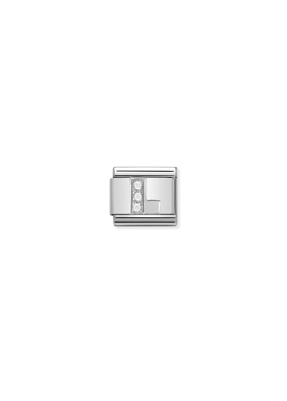 33030112 Nomination Schakel Letter L Zilver Zirconia