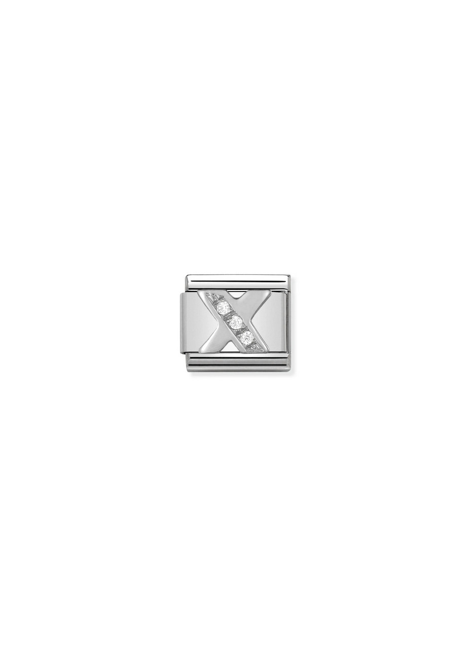 33030124 Nomination Schakel Letter X Zilver Zirconia
