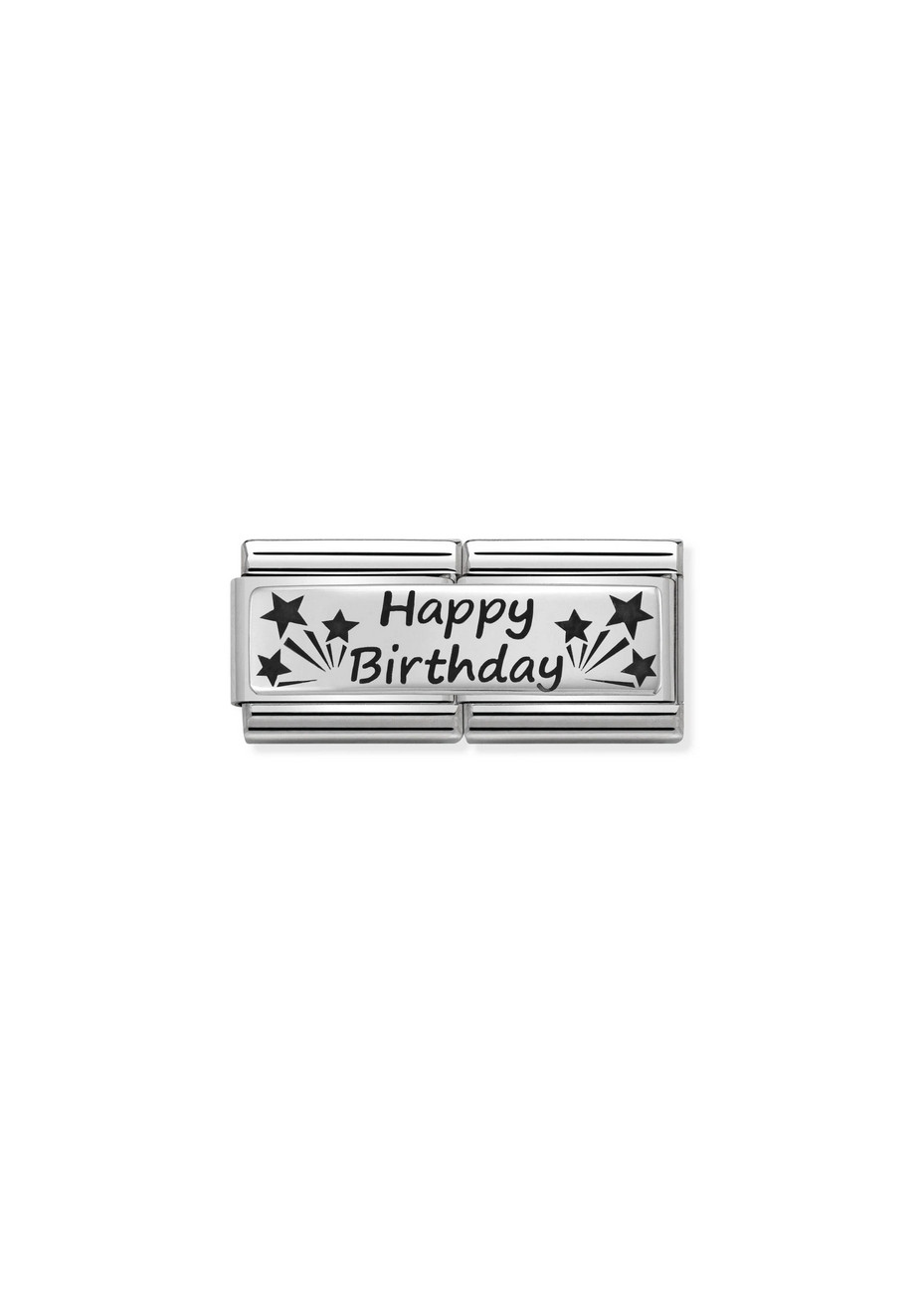 33071013 Nomination Dubbele Schakel Happy Birthday Zilver