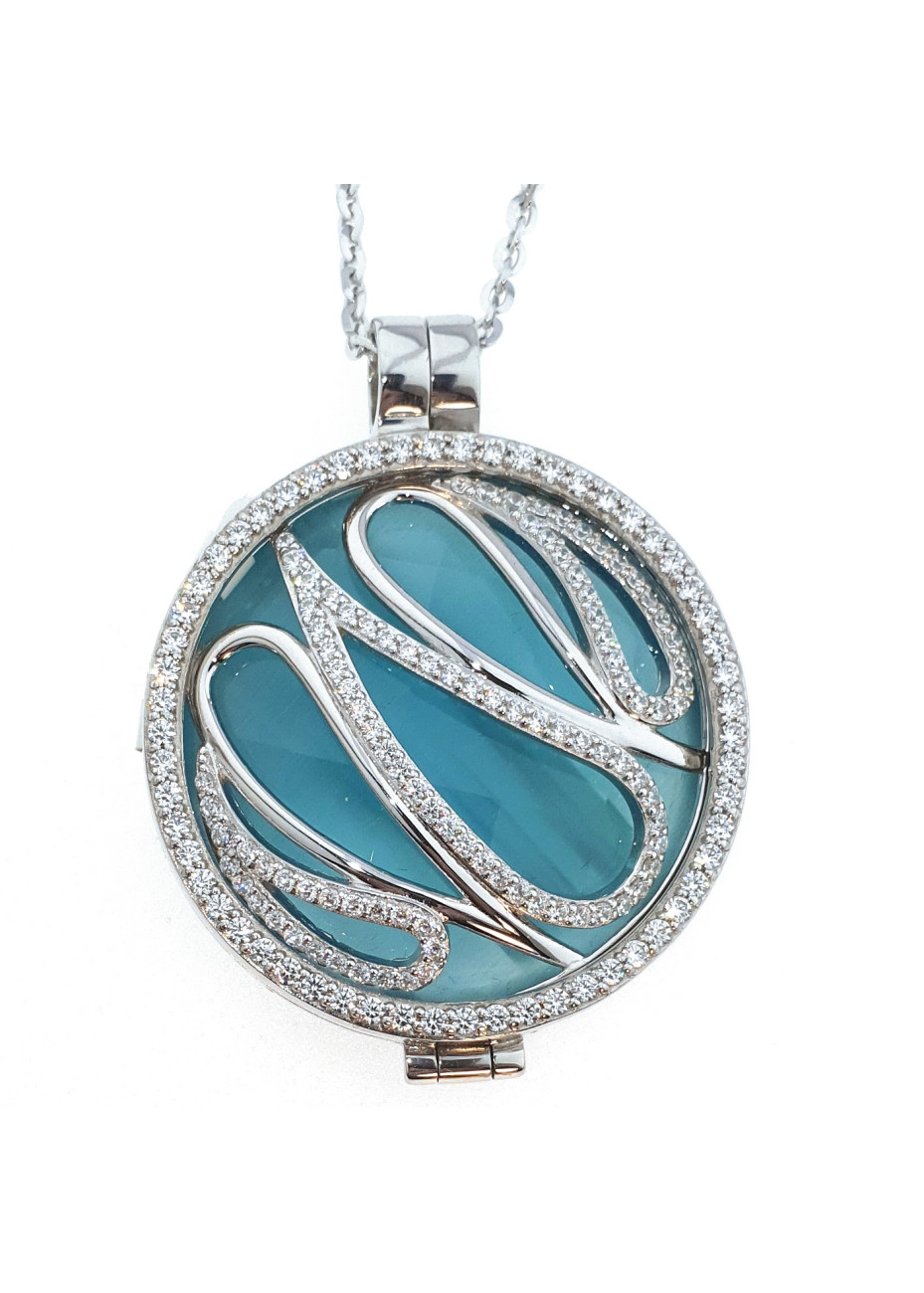 044 MY iMenso zilveren hanger met collier babyblauw