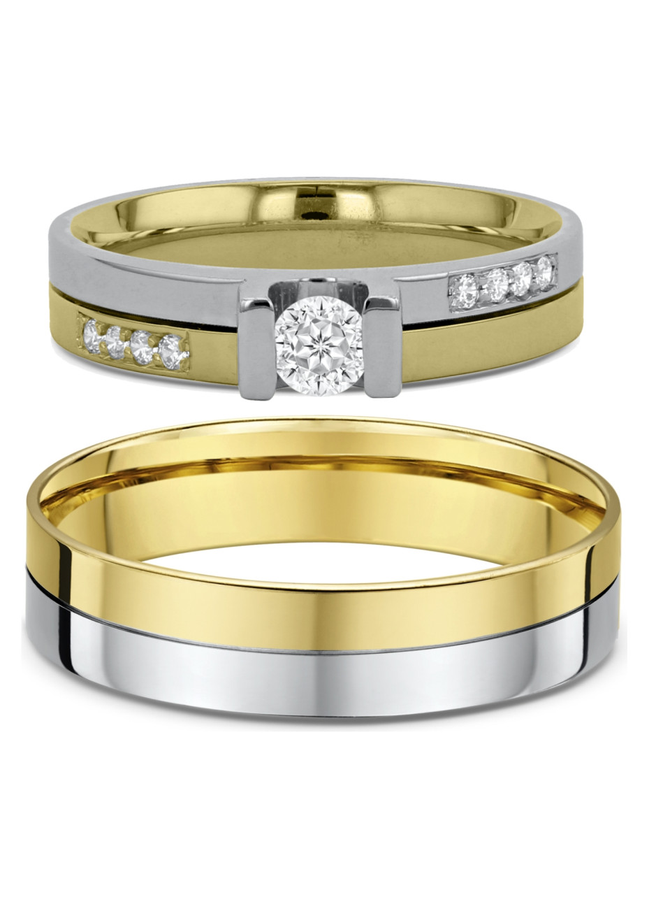 2011 Trouwringen bicolour goud met 0.28 crt briljant 4+5 mm