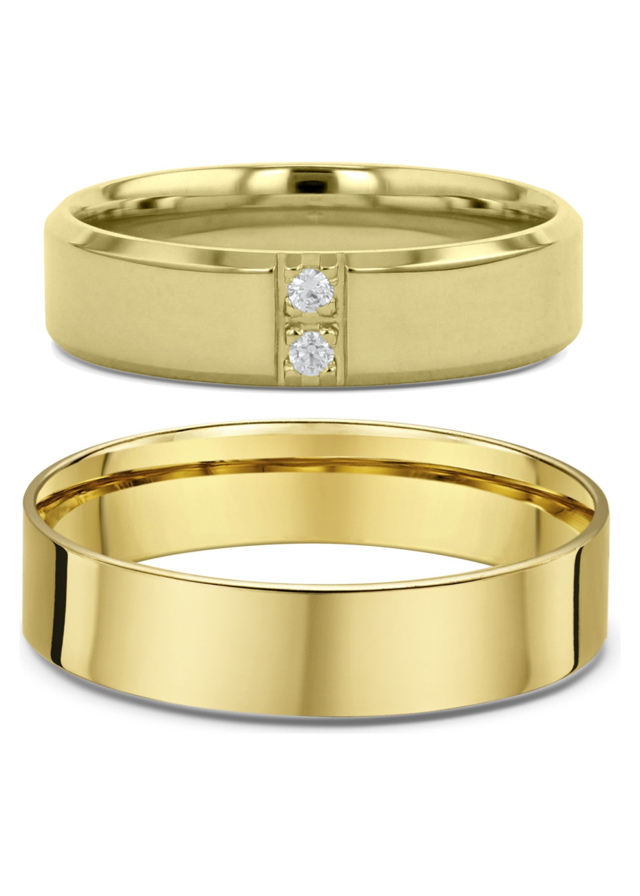 2202 Trouwringen geelgoud met 0.04 crt briljant 5+6 mm