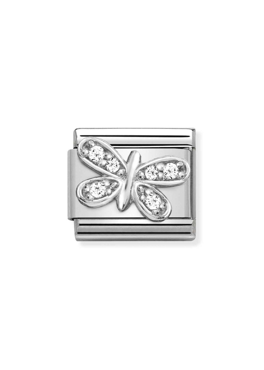 33030435 Nomination Vlinder Zilver Zirconia Charm
