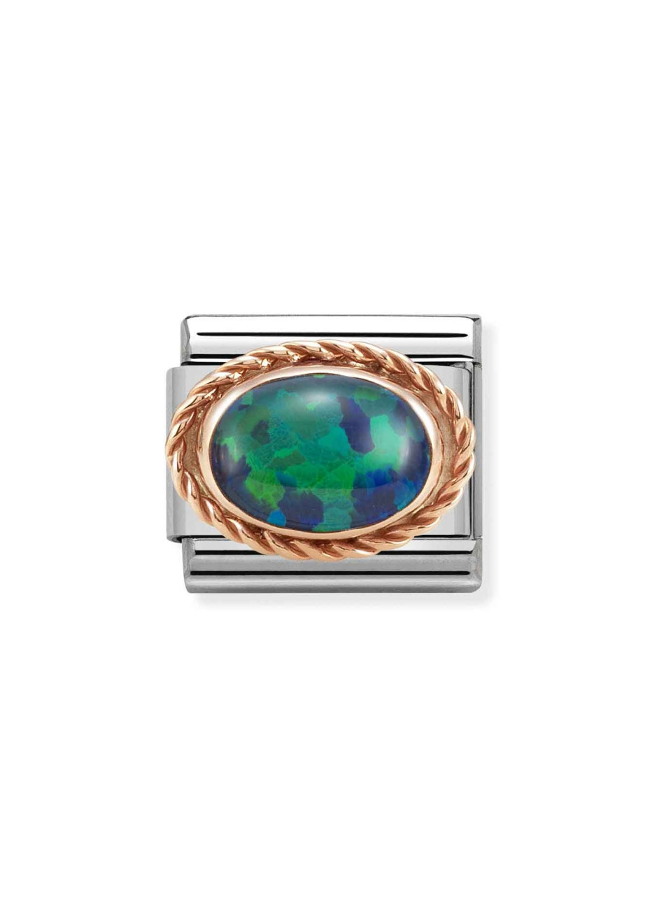 43050726 Nomination Schakel Groene Opaal Ovaal in Rosé