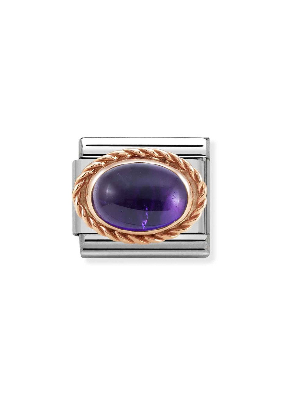 43050735 Nomination Schakel Amethyst Ovaal in Rosé