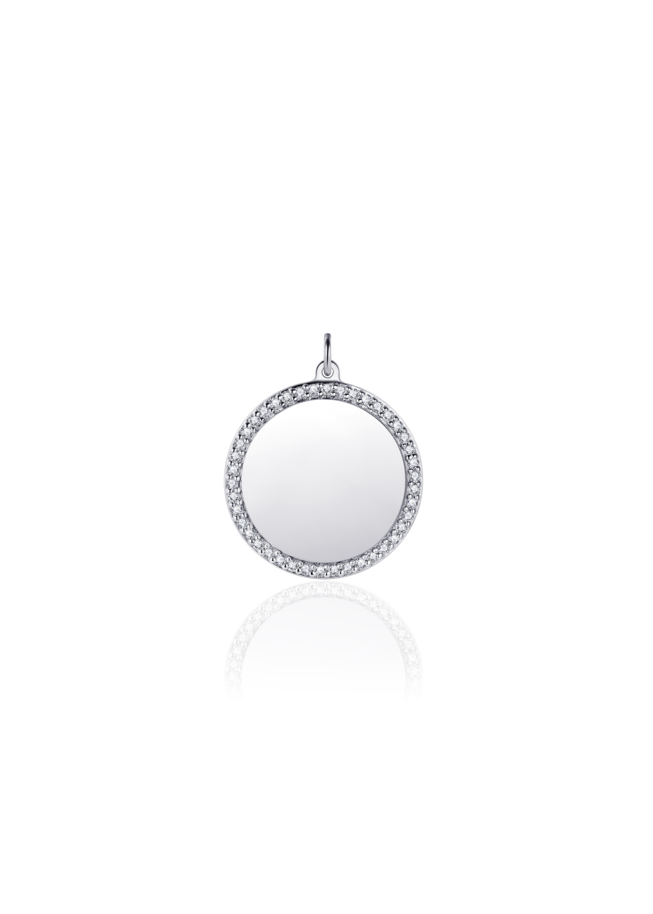 P1057 Zilveren hanger rond voor foto of vingerafdruk