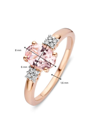0879-007 Rosé gouden damesring met morganiet en 0.07 crt. briljant