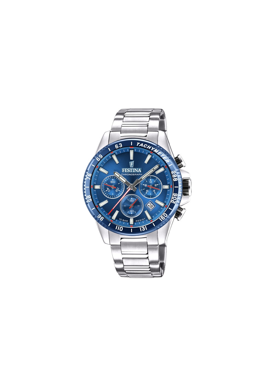 F20560-3 Stalen Chrono Festina Diepblauw
