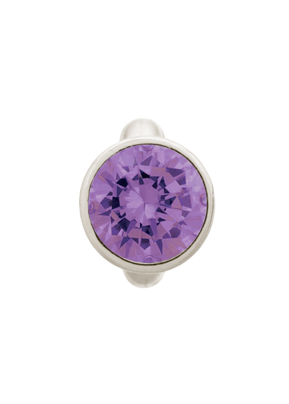 41158-1 Charm Round Amethyst Dome Endless Silver