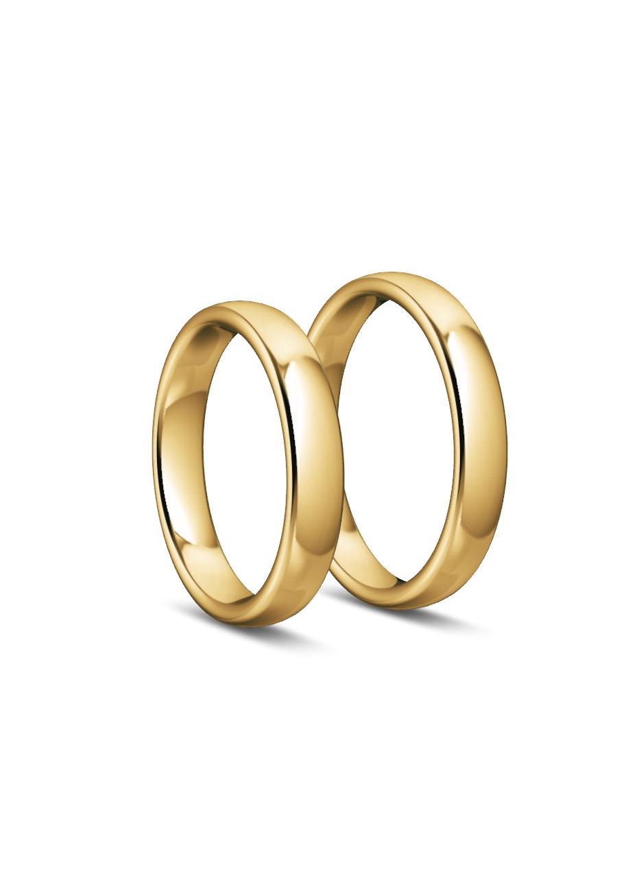 1040 Afgerond vlak profiel gouden trouwringen 4 mm