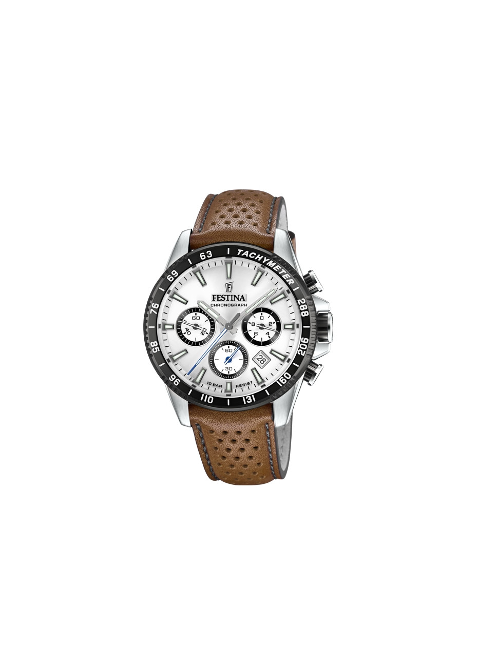 F20561-1 Sportieve Chrono Leren Band Festina