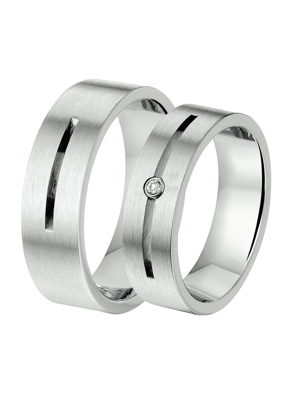 Amorio stalen trouwringen met zirconia A506 7 mm