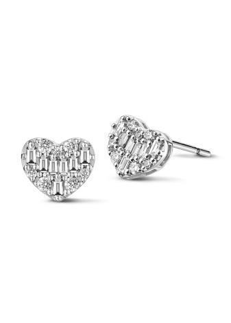 2375-066 Set Witgoud met briljant-baguette met 0.66 crt. briljant