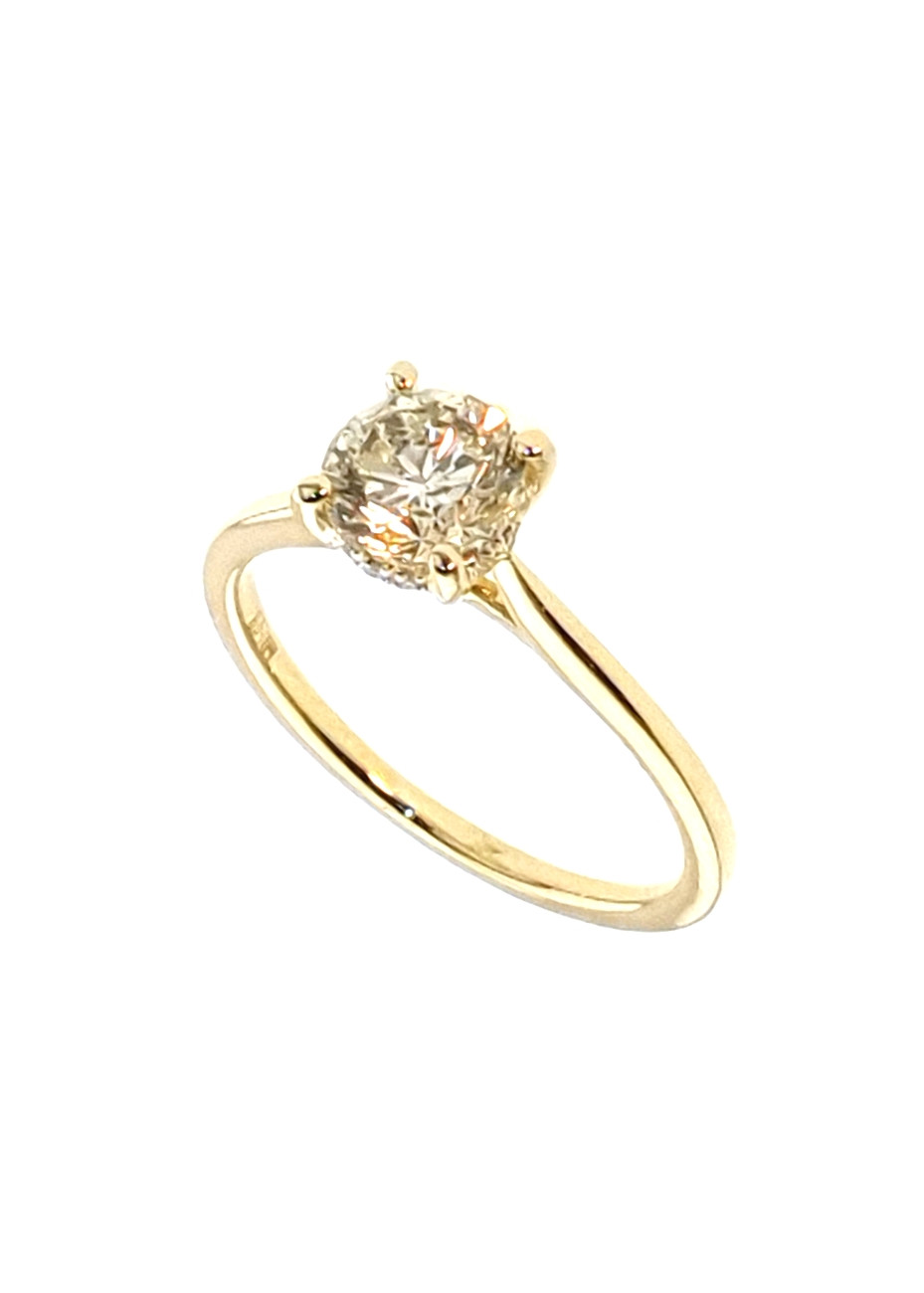 5779-104 Warm gele damesring met warm gele briljant 1.04 crt.
