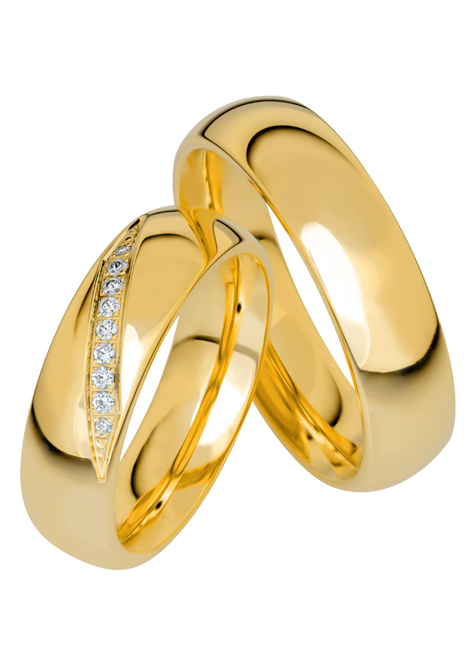 KR211014 Geelgouden trouwringen met 0.08 crt. briljant 6.0 mm
