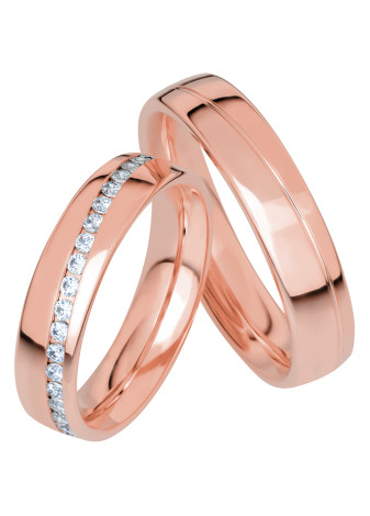 KR221020 Geelgouden trouwringen met 0.585 crt. briljant 5.0 mm
