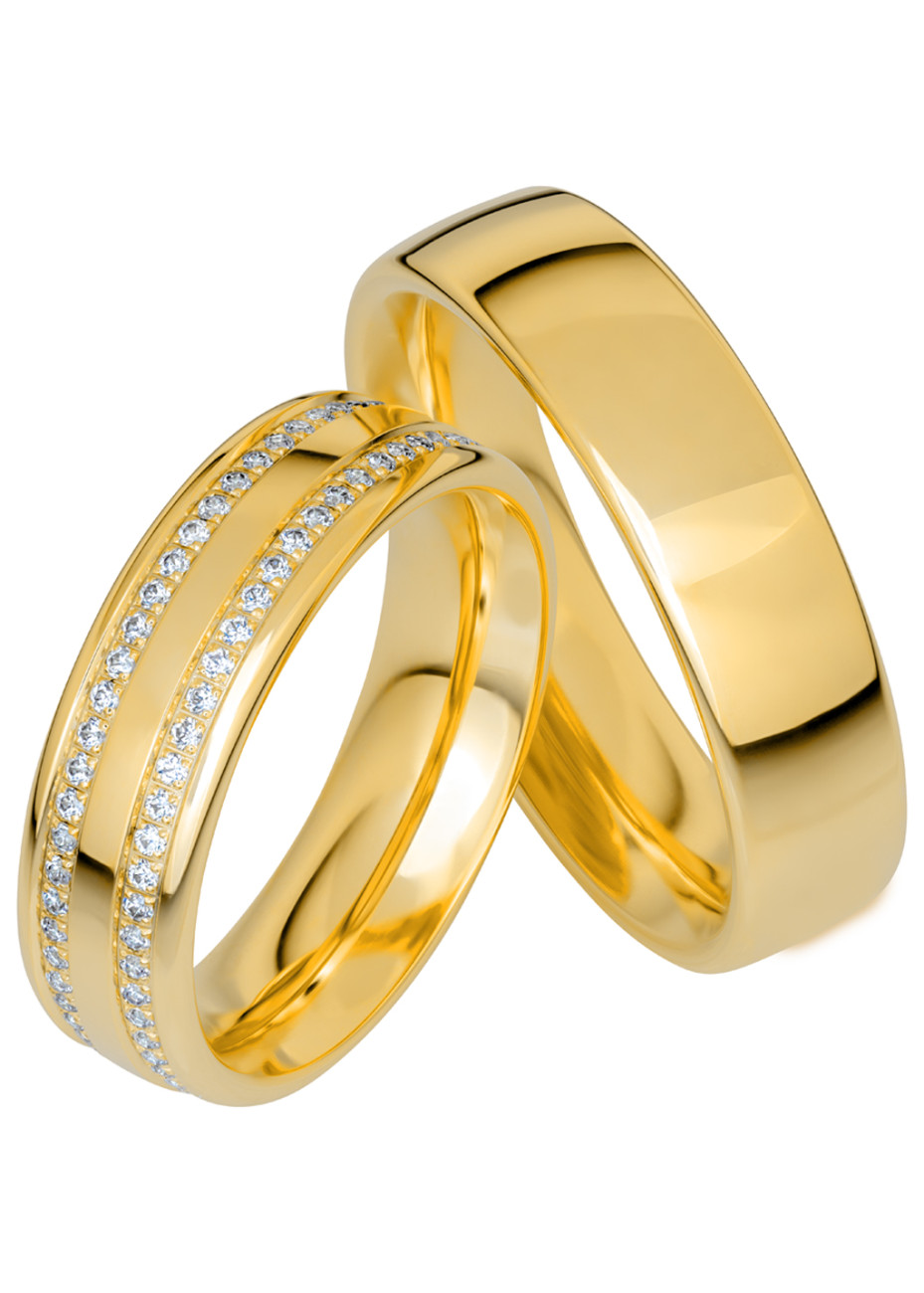 KR221021 Geelgouden trouwringen met 0.59 crt. briljant 6.0 mm