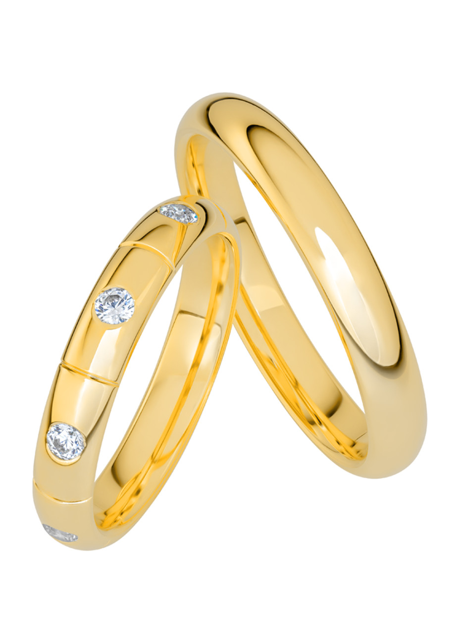 KR231025 Geelgouden trouwringen met 0.40 crt. briljant 3.5 mm