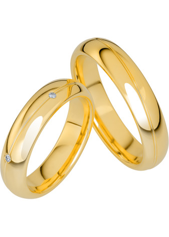 KR231027 Geelgouden trouwringen met 0.05 crt. briljant 5.0 mm