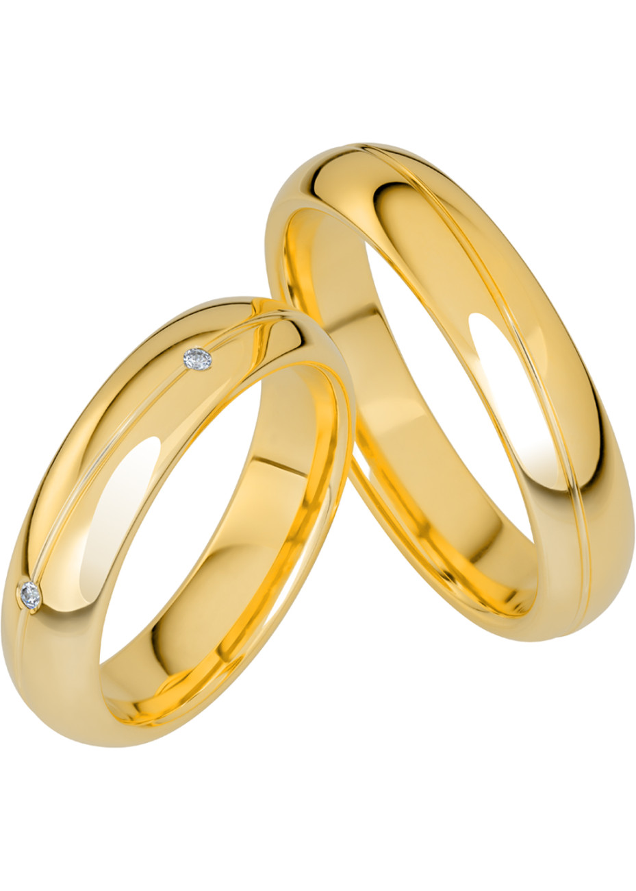 KR231027 Geelgouden trouwringen met 0.05 crt. briljant 5.0 mm