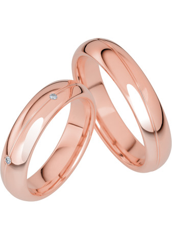 KR231027 Geelgouden trouwringen met 0.05 crt. briljant 5.0 mm