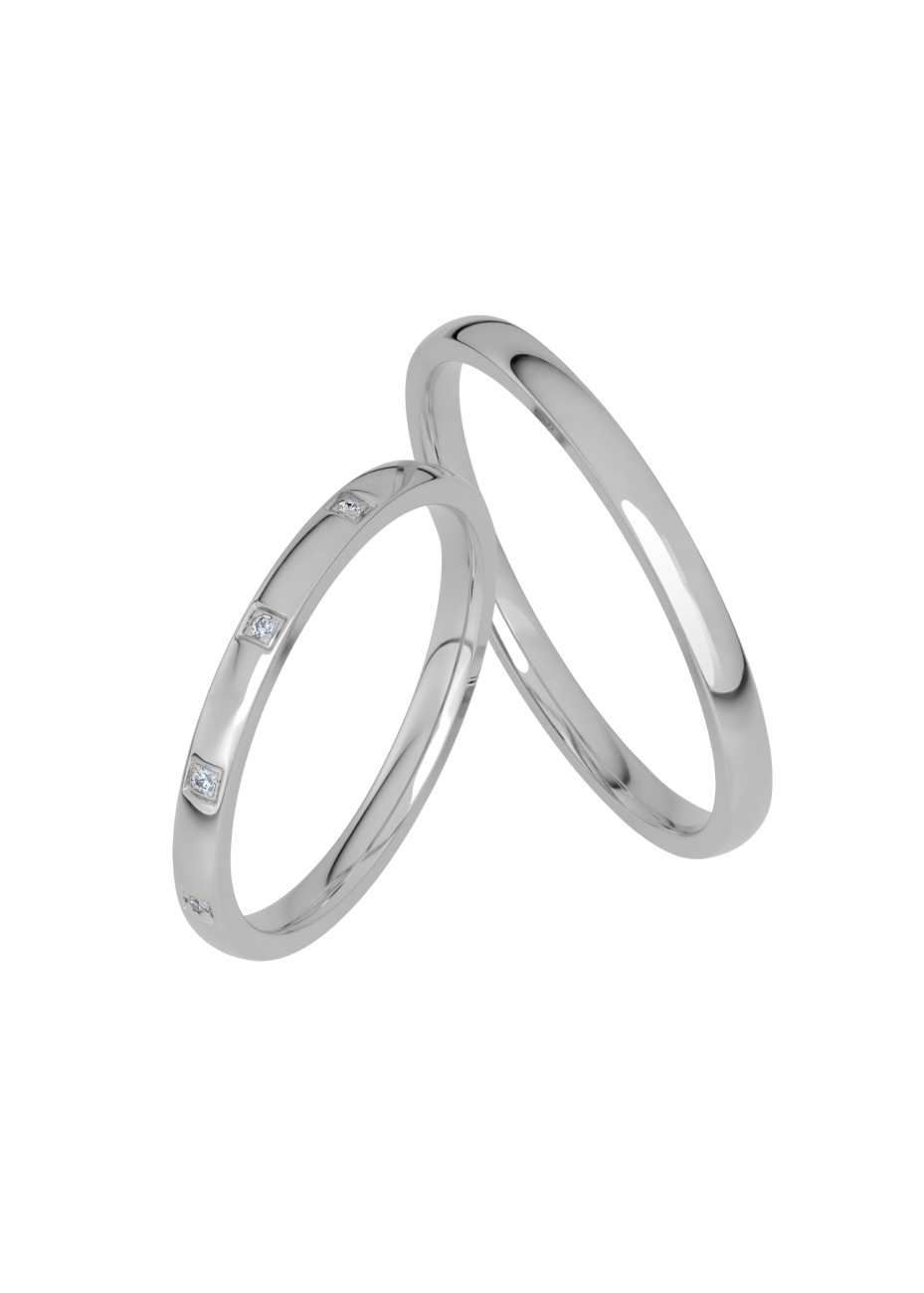 KR241029 Witgouden trouwringen met 0.05 crt. briljant 2.0 mm