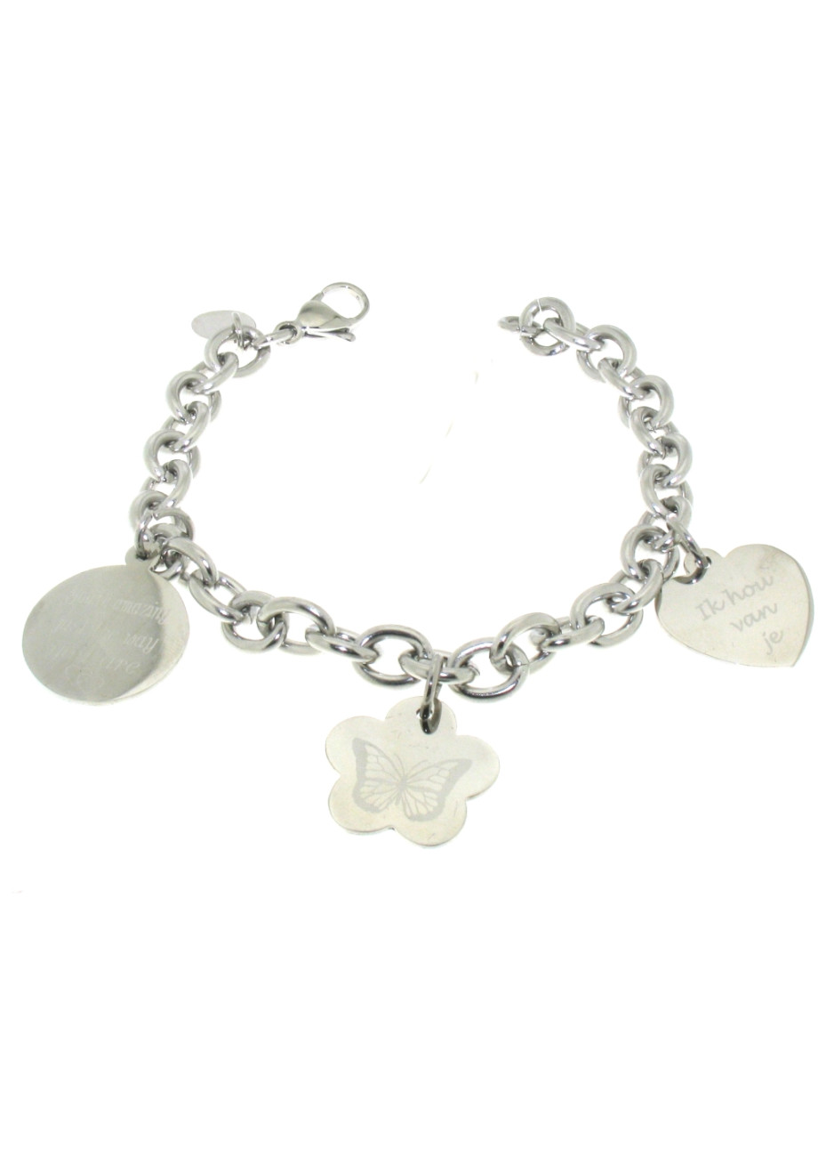 Stalen armband met drie fotomunten