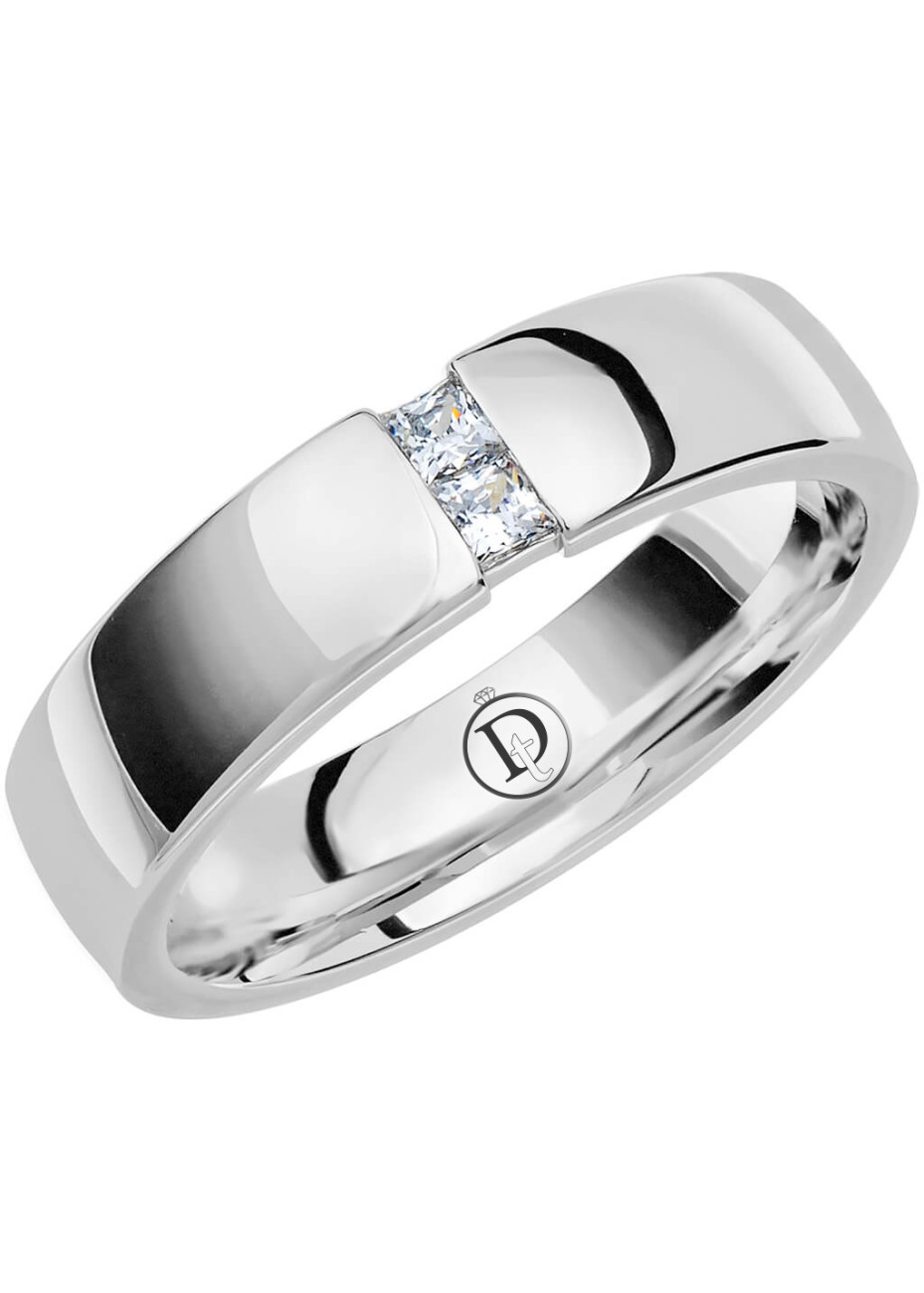 MR26 Witgouden trouwring-rijring met 0.10 crt. briljant 5.0