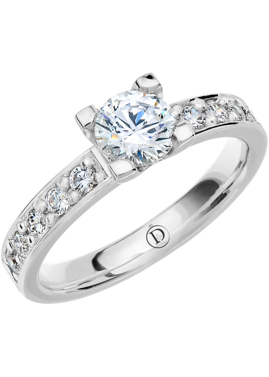 VR3 Witgouden trouwring-aanzoekring met 0.90 crt. briljant 3.0 mm