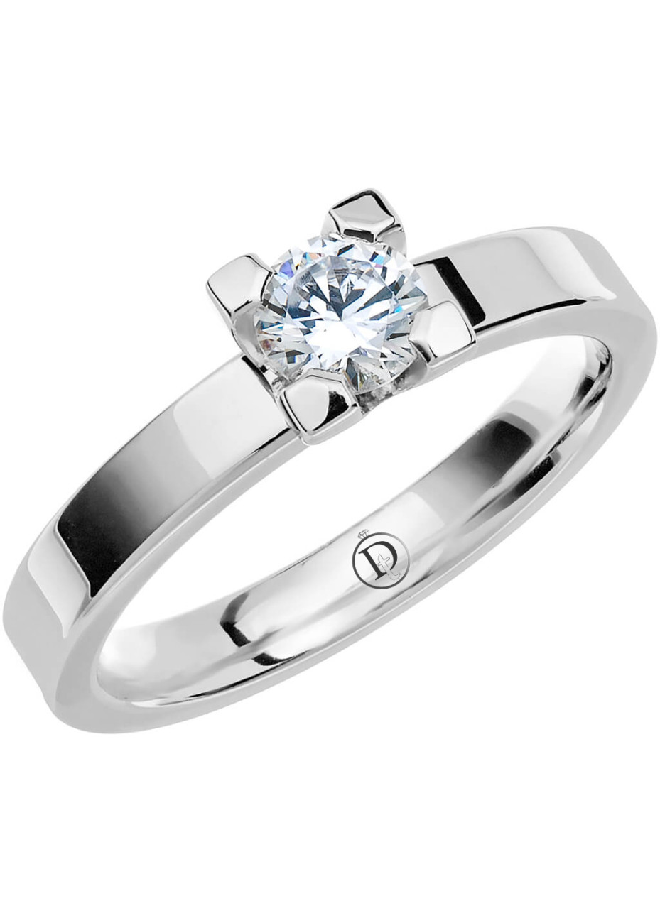 VR6 Witgouden trouwring-aanzoekring met 0.40 crt. briljant 3.0 mm