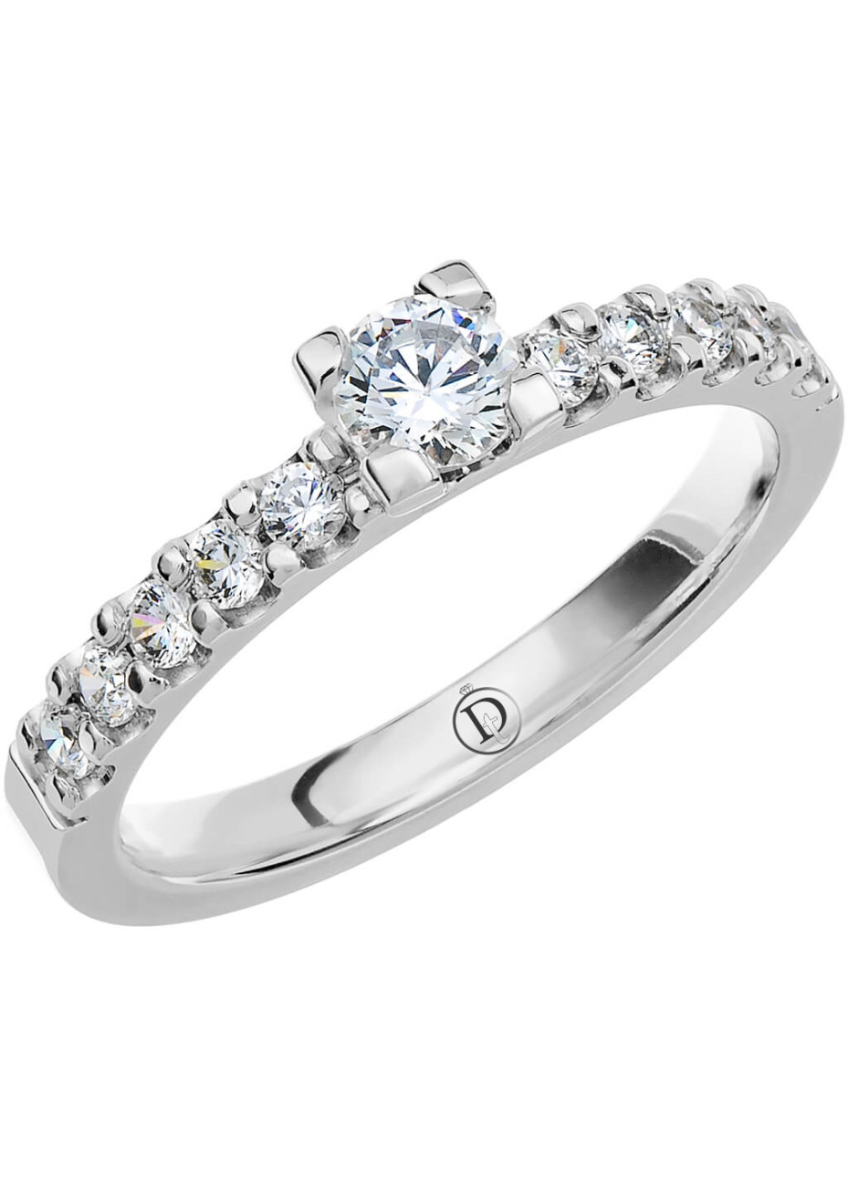 VR11 Witgouden trouwring-aanzoekring met 0.55 crt. briljant 2.5 mm