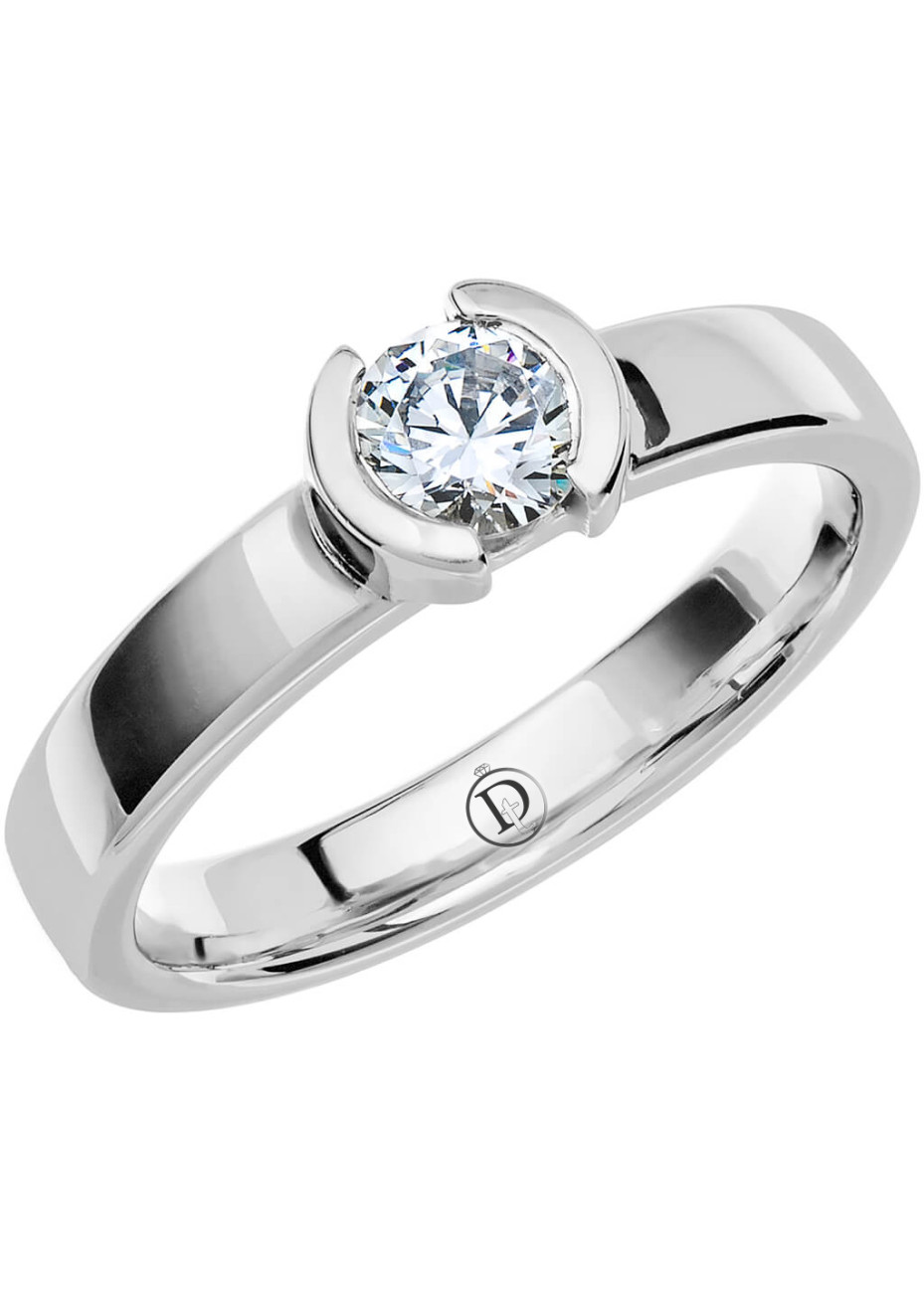 VR24 Witgouden trouwring-aanzoekring met 0.40 crt. briljant 3.5 mm