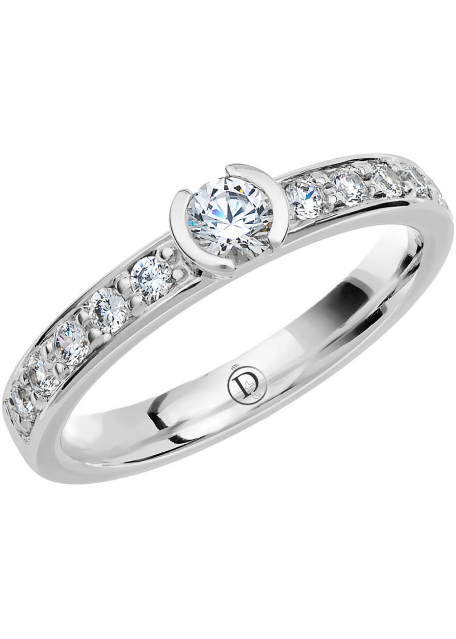 VR28 Witgouden trouwring-aanzoekring met 0.45 crt. briljant 3.0 mm