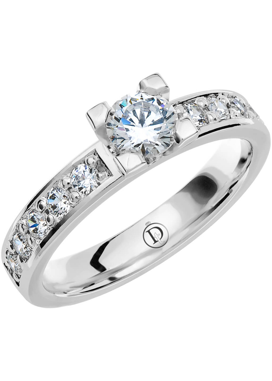 VR32 Witgouden trouwring-aanzoekring met 0.75 crt. briljant 3.5 mm