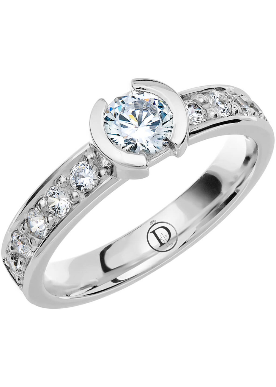 VR33 Witgouden trouwring-aanzoekring met 0.75 crt. briljant 3.5 mm